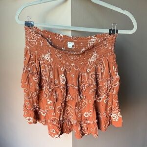 Aerie Paisley Ruffle Skirt